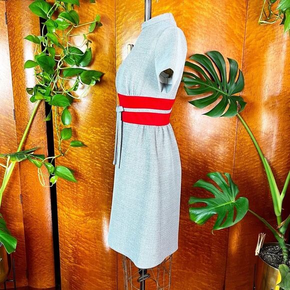 VICKY VAUGHN 1960’s 60s Retro Vintage Red & Grey Mini Mod Shift Scooter Dress XS - Picture 5 of 10